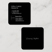 Berufliches Logo Elegante Modernes Schwarzes Quadratische Visitenkarte (Vorne/Hinten)