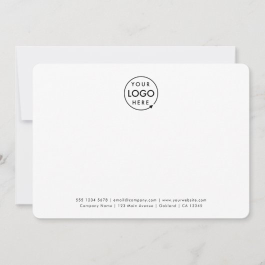 Berufliches Logo für Business Foto Weiß Minimalist Mitteilungskarte (Vorderseite)