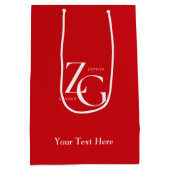 Berufliches Logo-Geschäft in Rot und Weiß Mittlere Geschenktüte (Rückseite)