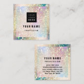 Berufliches Logo MAKEUP ARTIST GLITZER Quadratische Visitenkarte (Vorne/Hinten)