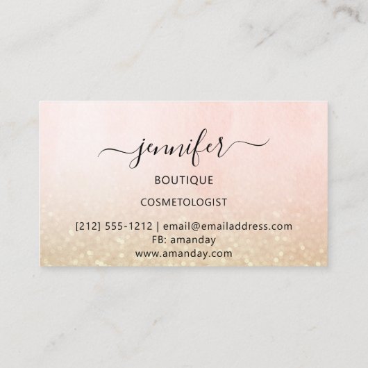 Berufliches Logo Makeup Artist Rose Glitzer Visitenkarte (Rückseite)