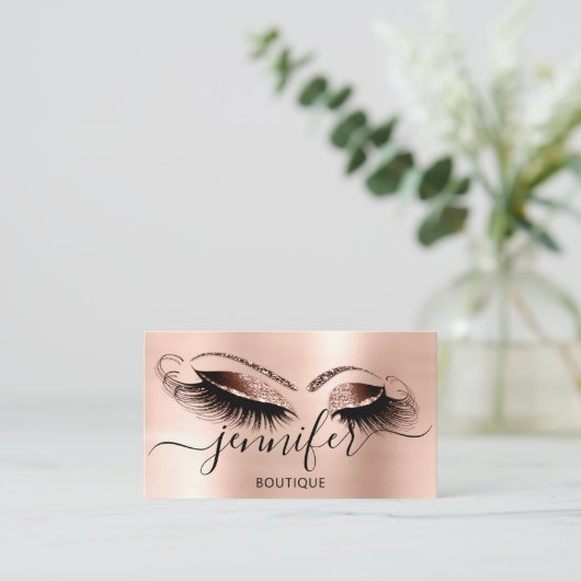 Berufliches Logo Makeup Boutique Rose Blush Visitenkarte (Stehend Vorderseite)