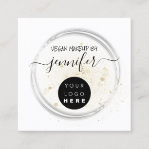 Berufliches Logo-Makeup-Künstler Vegan-Weißes Gold Quadratische Visitenkarte