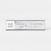 Berufliches Logo mit grauem weißem Marmor Schreibtischnamensplakette (Vorderseite )