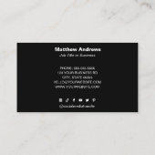 Berufliches Logo Moderne Schwarze Soziale Medien Visitenkarte (Rückseite)