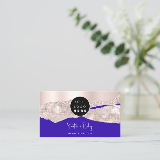 Berufliches Logo QR Code Friseur Makeup Blue Visitenkarte (Stehend Vorderseite)