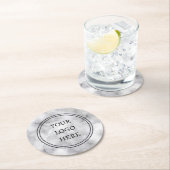 Berufliches Logo - Schwarz-Weiß-Marmor-Geschäft Runder Pappuntersetzer (Vor Ort)