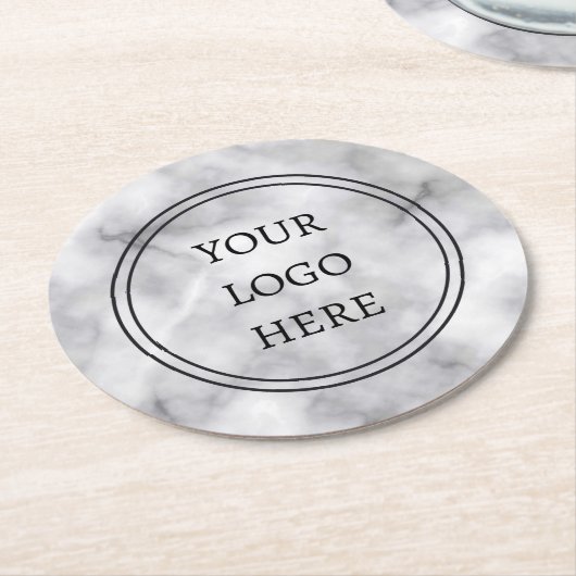 Berufliches Logo - Schwarz-Weiß-Marmor-Geschäft Runder Pappuntersetzer (Angewinkelt)