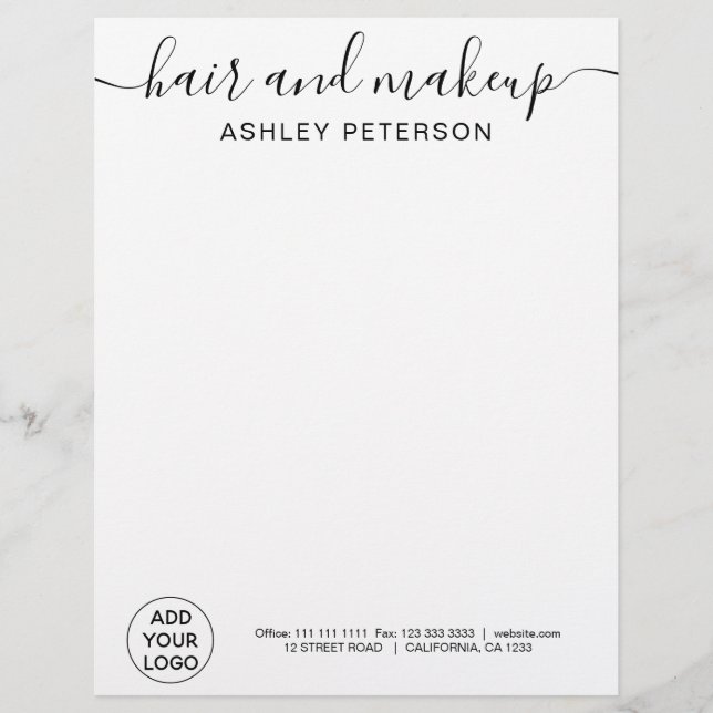 Berufliches Logo Schwarz-weiße Typografie Briefbogen (Vorderseite)