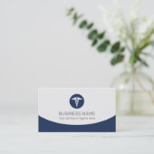 Berufliches Logo von Caduceus, blaues Navy Visitenkarte (Stehend Vorderseite)