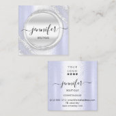 Berufliches Makeup Artist Blue Silver Grau Logo Quadratische Visitenkarte (Vorne/Hinten)