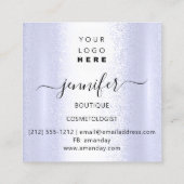 Berufliches Makeup Artist Blue Silver Grau Logo Quadratische Visitenkarte (Rückseite)