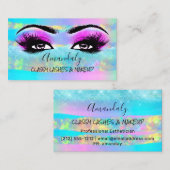 Berufliches Makeup-Artist-Eyelash-Logo Pink Holo Visitenkarte (Vorne/Hinten)