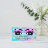 Berufliches Makeup-Artist-Eyelash-Logo Pink Holo Visitenkarte (Stehend Vorderseite)