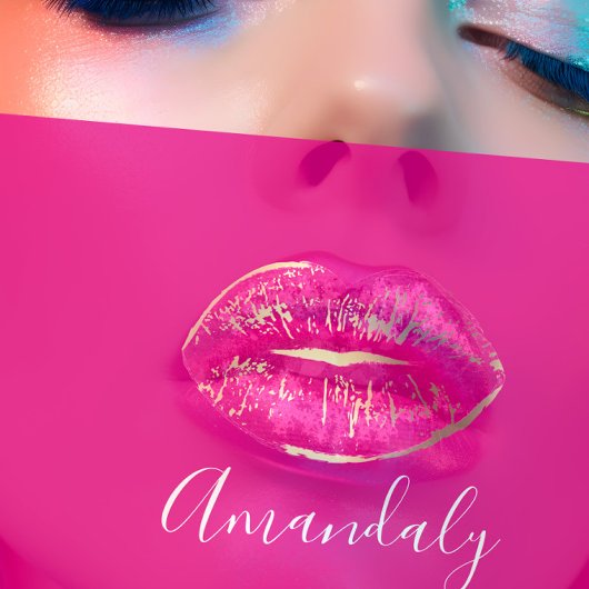 Berufliches Makeup Artist Lips Pink Gold Weiß Visitenkarte