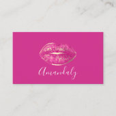 Berufliches Makeup Artist Lips Pink Gold Weiß Visitenkarte (Vorderseite)