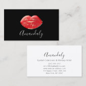 Berufliches Makeup Artist Lips Rot Schwarz-weiß Visitenkarte (Vorne/Hinten)