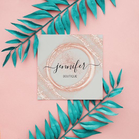 Berufliches Makeup Artist Rose Gray Powder Logo Quadratische Visitenkarte