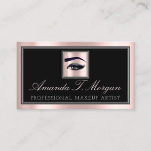 Berufliches Makeup Lash Extension Brow Pink Schwar Visitenkarte