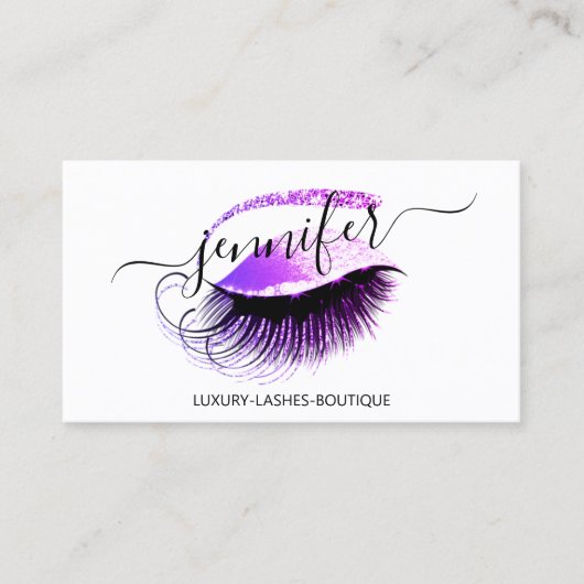 Berufliches Makeup-Lash-QR-Logo Rosa Lila Visitenkarte (Vorderseite)