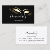 Berufliches Makeup Schwarz-weiße Goldene Eyelashes Visitenkarte (Vorne/Hinten)