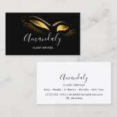 Berufliches Makeup Schwarz-weiße Goldene Eyelashes Visitenkarte (Vorne/Hinten)