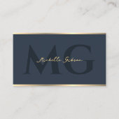 Berufliches Marketing Charcoal Monogram Blue Visitenkarte (Vorderseite)