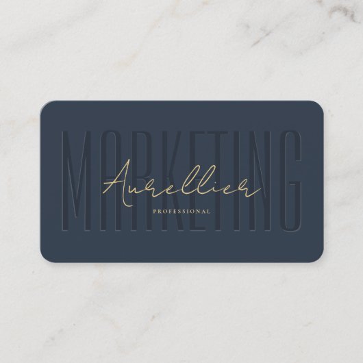 Berufliches Marketing Monogram Dark Blue Modern Visitenkarte (Vorderseite)