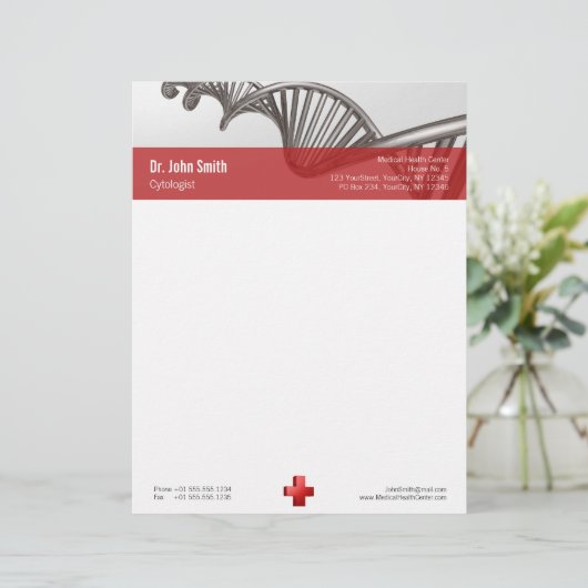 Berufliches medizinisches 3D-Symbol Cross-DNA Briefkopf (Stehend Vorderseite)