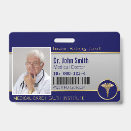 Berufliches medizinisches Caduceus Gold Blue Foto  Ausweis