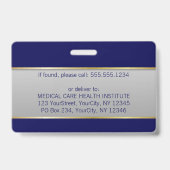 Berufliches medizinisches Caduceus Gold Blue Foto  Ausweis (Rückseite)