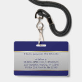 Berufliches medizinisches Caduceus Gold Blue Foto  Ausweis (Rückseite mit Lanyard)