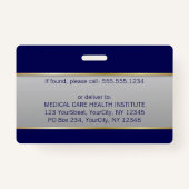 Berufliches medizinisches Caduceus Gold Blue Foto Ausweis (Rückseite)