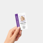 Berufliches medizinisches Foto und Text Lila Ausweis (Handheld)