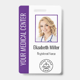 Berufliches medizinisches Foto und Text Lila Ausweis