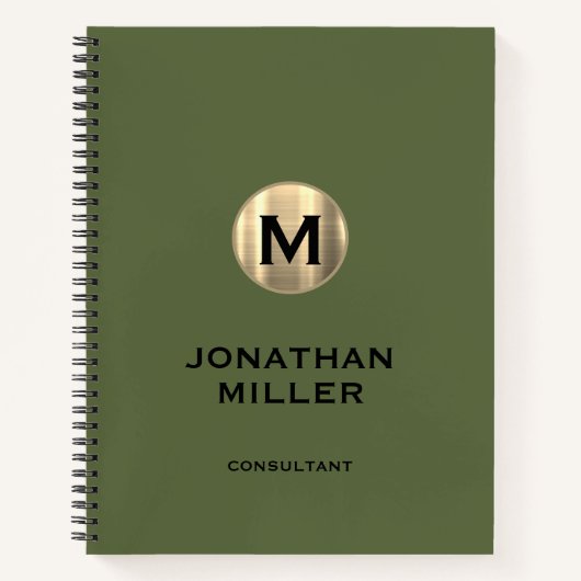 Berufliches Metallic-Gold-Monogramm Notizblock (Vorderseite)