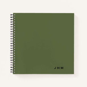 Berufliches Minimal Olive Monogram Notebook Notizblock