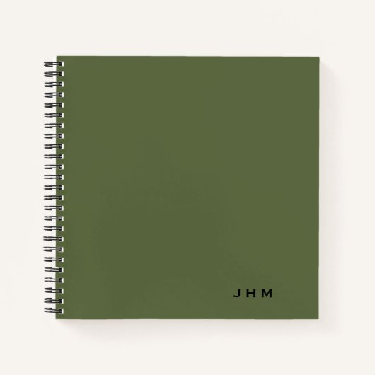 Berufliches Minimal Olive Monogram Notebook Notizblock (Vorderseite)