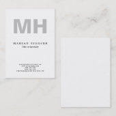 Berufliches Minimalistisch-Grau-Monogramm weiß Visitenkarte (Vorne/Hinten)