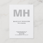Berufliches Minimalistisch-Grau-Monogramm weiß Visitenkarte (Vorderseite)