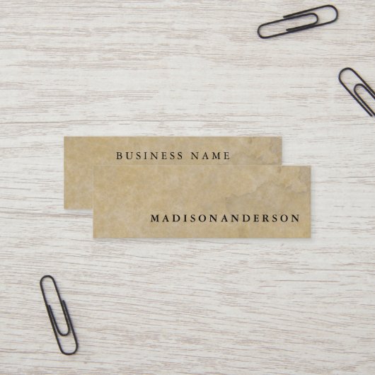 Berufliches Minimalistisches Brown Kraft Sand Pape Mini Visitenkarte (Vorderseite/Rückseite Beispiel)
