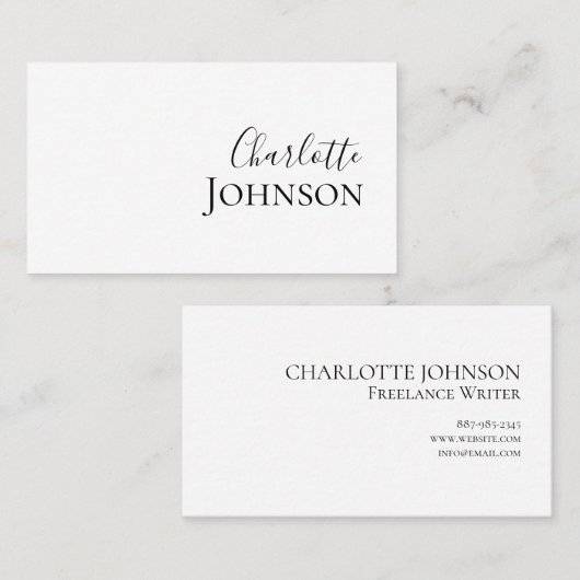 Berufliches Minimalistisches Chizskript Visitenkarte (Vorne/Hinten)