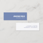 Berufliches Minimalistisches Design Blau Weiß Mini Visitenkarte (Vorne/Hinten)