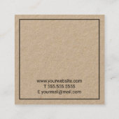 Berufliches Minimalistisches Kraft-Papier Quadratische Visitenkarte (Rückseite)