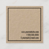 Berufliches Minimalistisches Kraftpapier Quadratische Visitenkarte (Rückseite)