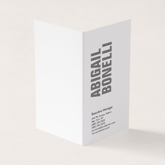 Berufliches minimalistisches, modernes Grauweiß Visitenkarten (Vorderseite)