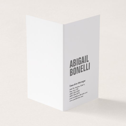 Berufliches minimalistisches, modernes Grauweiß Visitenkarten (Vorderseite)