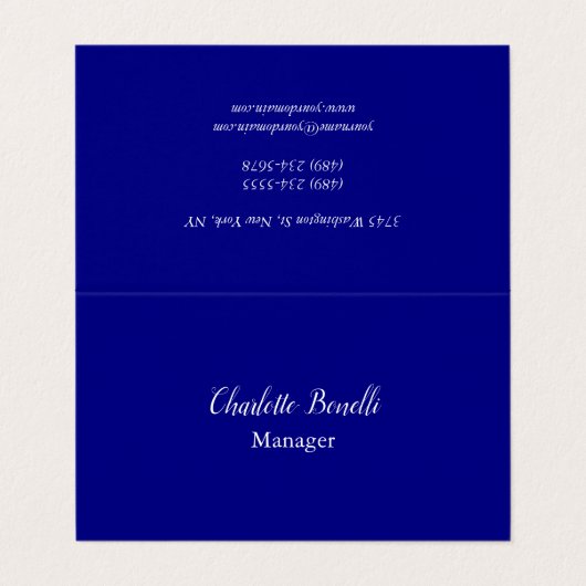 Berufliches Minimalistisches Navy Visitenkarten (Außenseite Aufgefaltet)