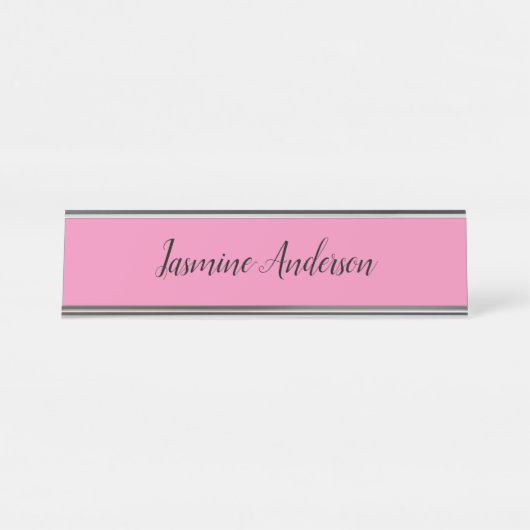 Berufliches Minimalistisches Rosa Schreibtischnamensplakette (Vorderseite )