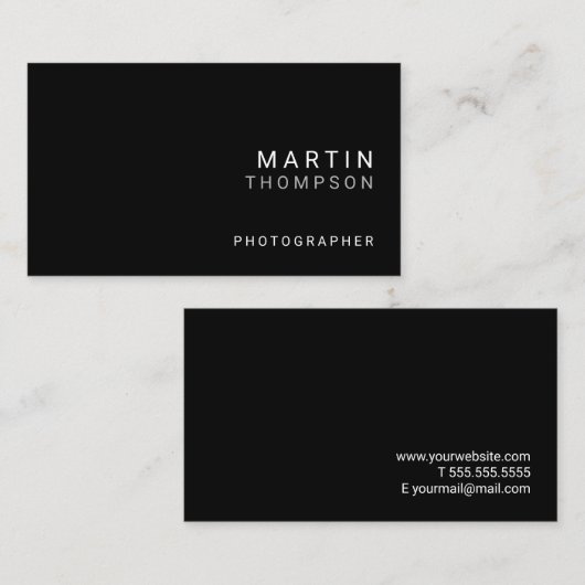 Berufliches Minimalistisches Schwarz Visitenkarte (Vorne/Hinten)